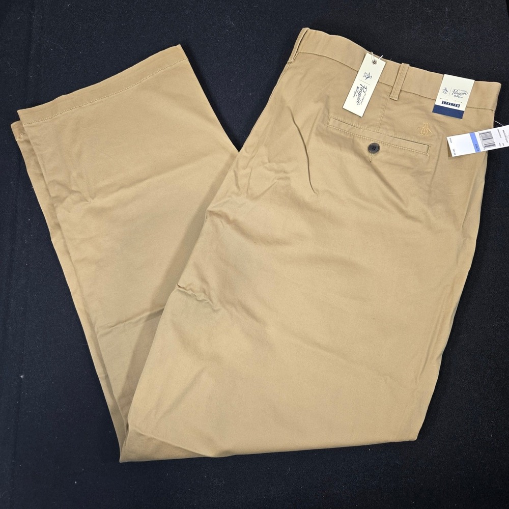 NWT Original Penguin Mens Khaki Chinos‎ Stretch Pants 48x32 Preppy Work Business